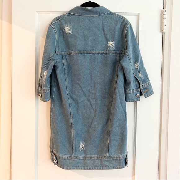 FILLES A PAPA Long Distressed Denim Jacket - Picture 6 of 7
